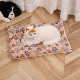 Pet Mat Warm Blanket Cartoon Double-sided Kennel (Option: Brown Dog Paw-Mat 80x100cm)