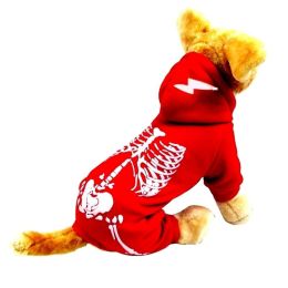 Halloween Dog Skull Print Pattern Clothes (Option: Red-XL)