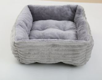 Four Seasons Universal Pet Bed Candy Color Square Kennel Teddy Pomeranian Mat Cat Nest Pet Bed (Option: Light Gray-M)