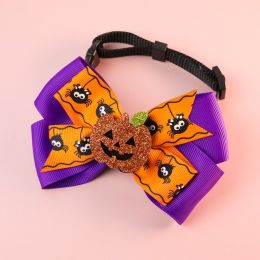 Pet Cat Dog Pumpkin Bow Tie Big Bell Decorations (Option: Purple-L34to56cm)