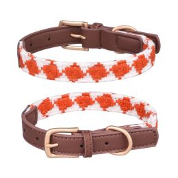 Soft Woven Prismatic Plaid Dog Collar (Option: Orange-L)