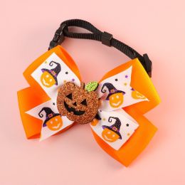 Pet Cat Dog Pumpkin Bow Tie Big Bell Decorations (Option: Orange-L34to56cm)